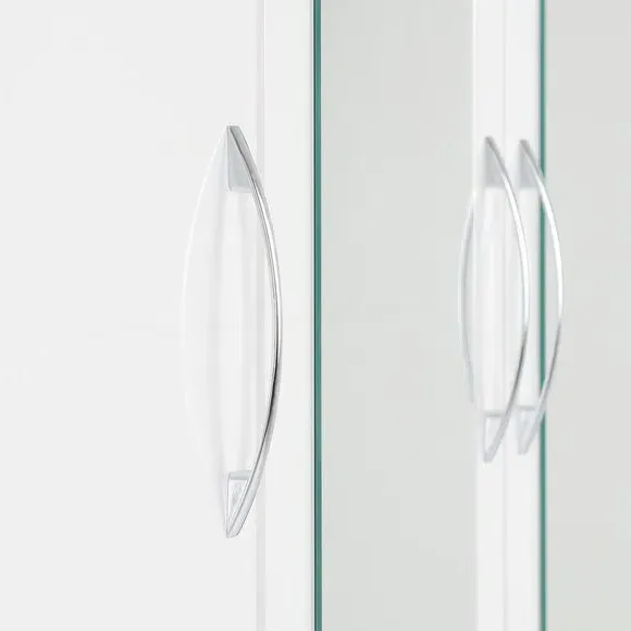 Triple Wardrobe with Mirror - White, Oak