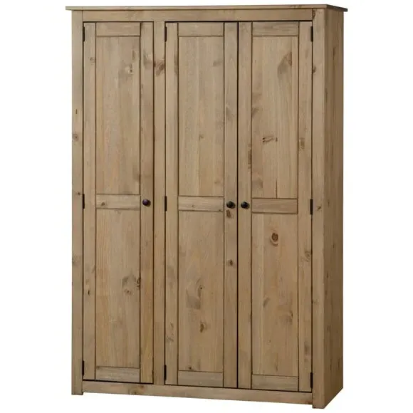 Triple Wardrobe with Shelving - Pine image