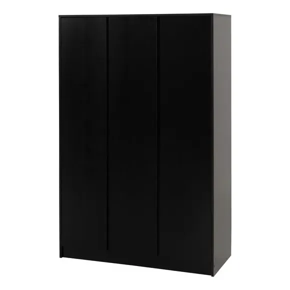 Triple Wardrobe with Storage - Black, Wood