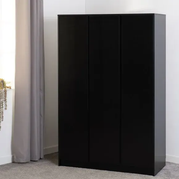 Triple Wardrobe with Storage - Black, Wood image