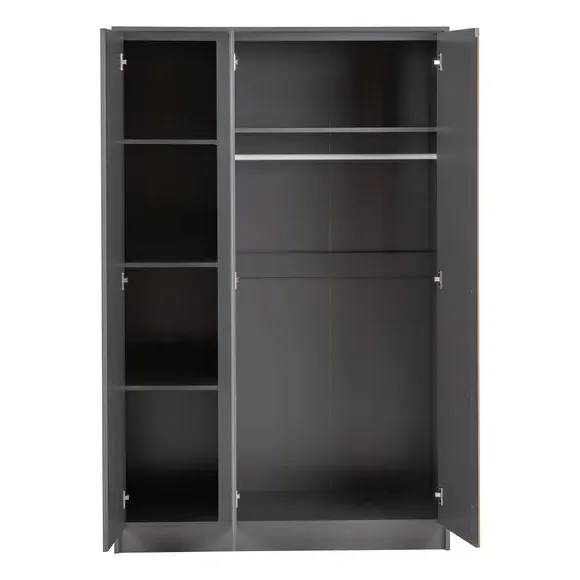 Triple Wardrobe with Storage - Grey, Wood