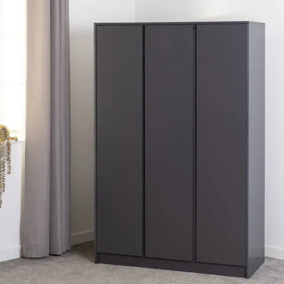 Triple Wardrobe with Storage - Grey, Wood