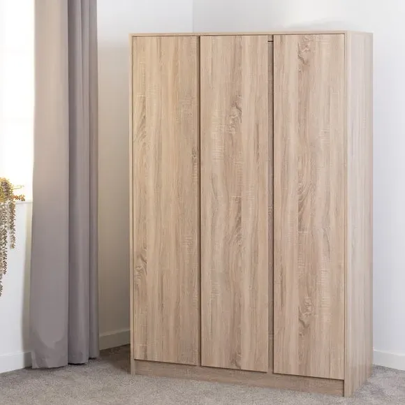 Triple Wardrobe with Storage - Oak, Wood