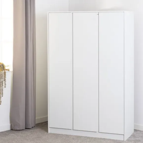 Triple Wardrobe with Storage - White, Wood