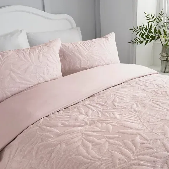3D Floral Duvet Cover Set - Blush, Polyester