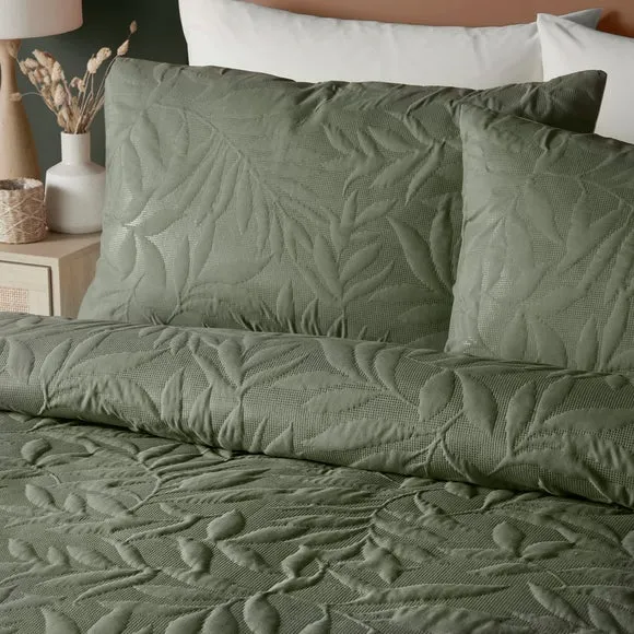 3D Floral Duvet Cover Set - Green, Polyester