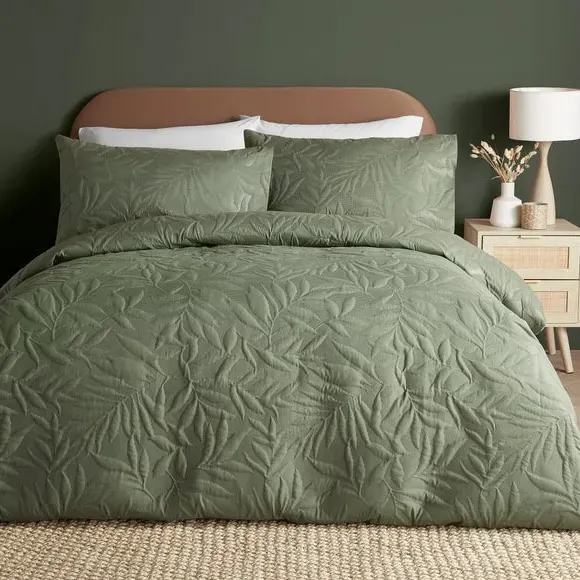 3D Floral Duvet Cover Set - Green, Polyester