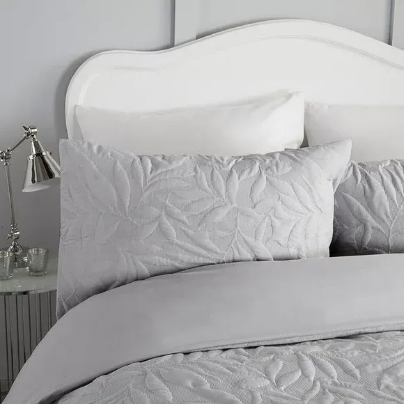 3D Floral Duvet Cover Set - Silver, Polyester