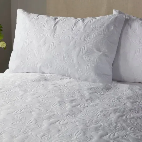 Butterfly Garden Duvet Set - White, Polyester