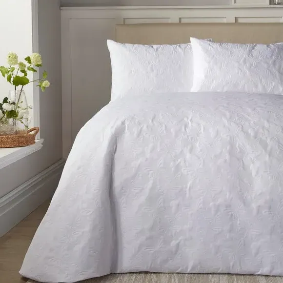 Butterfly Garden Duvet Set - White, Polyester image