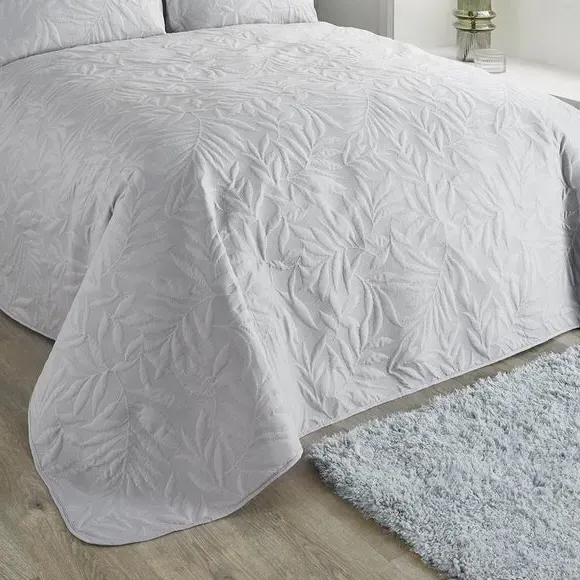 Double Bedspread 3D Floral Print - Silver, Polyester