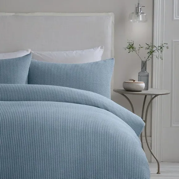 Duvet Cover and Pillowcase Set - Blue, Cotton