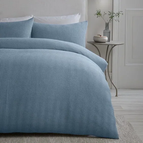 Duvet Cover and Pillowcase Set - Blue, Cotton image