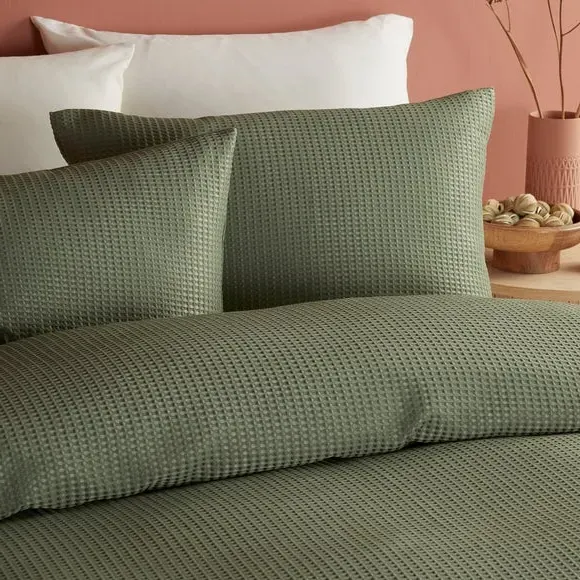 Duvet Cover and Pillowcase Set - Green, Cotton