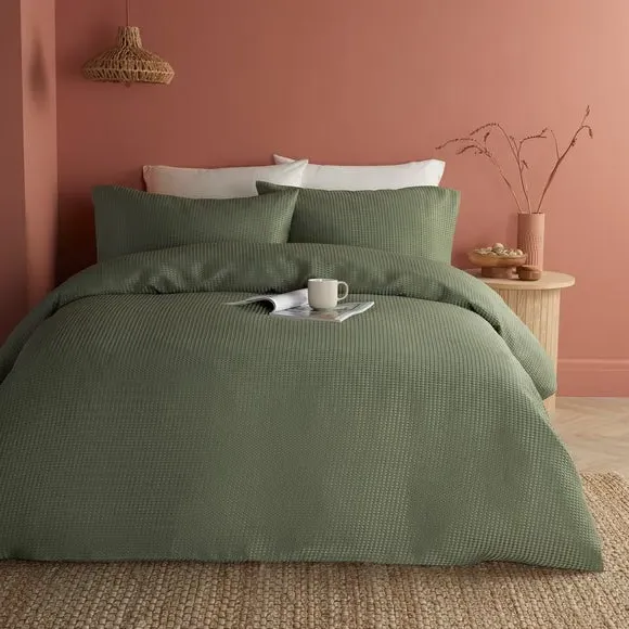 Duvet Cover and Pillowcase Set - Green, Cotton