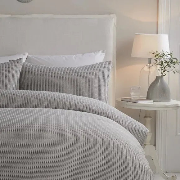 Duvet Cover and Pillowcase Set - Silver, Cotton