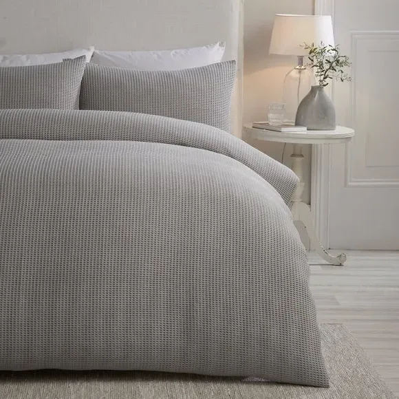 Duvet Cover and Pillowcase Set - Silver, Cotton