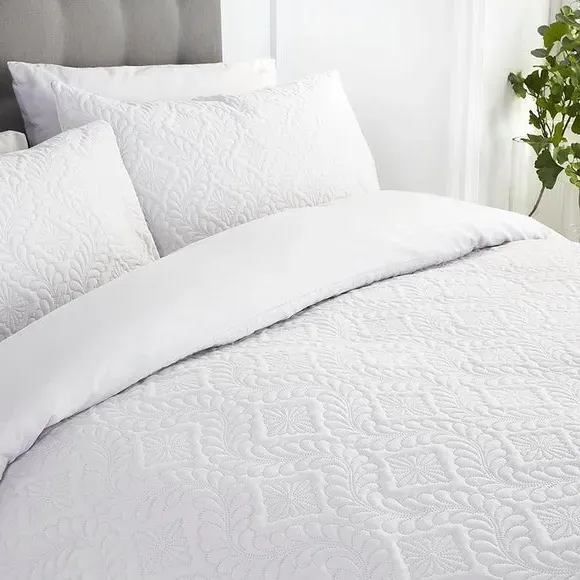 Duvet Cover Set with Pillowcase - White, Polyester