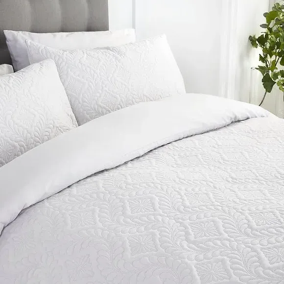 Duvet Cover Set with Pillowcase - White, Polyester