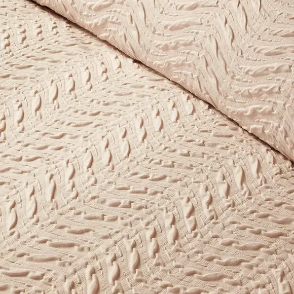 Embossed Duvet Cover Set - Natural, Polyester
