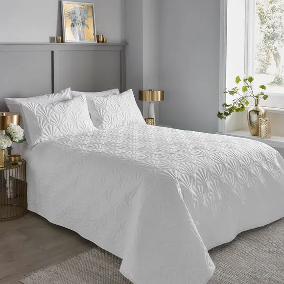 King Size Bedspread with Texture - White, Polyester