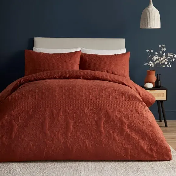 Stripe Duvet Cover Set with Pillowcase - Terracotta image