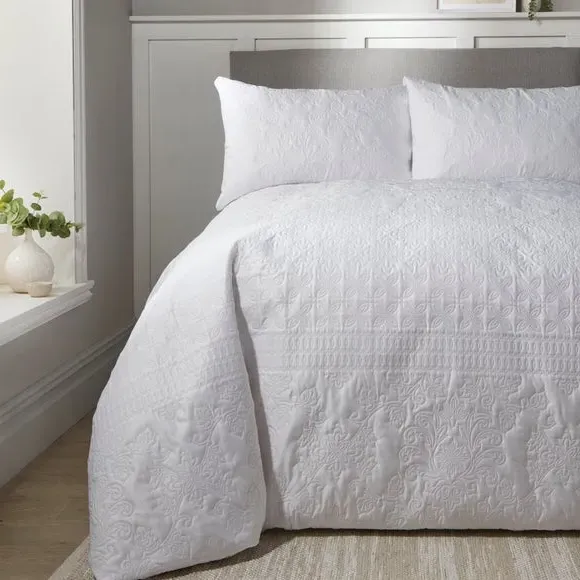 Stripe Duvet Cover Set with Pillowcase - White