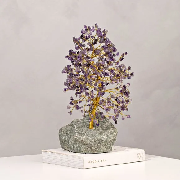 Amethyst Gemstone Tree - Purple, Metal