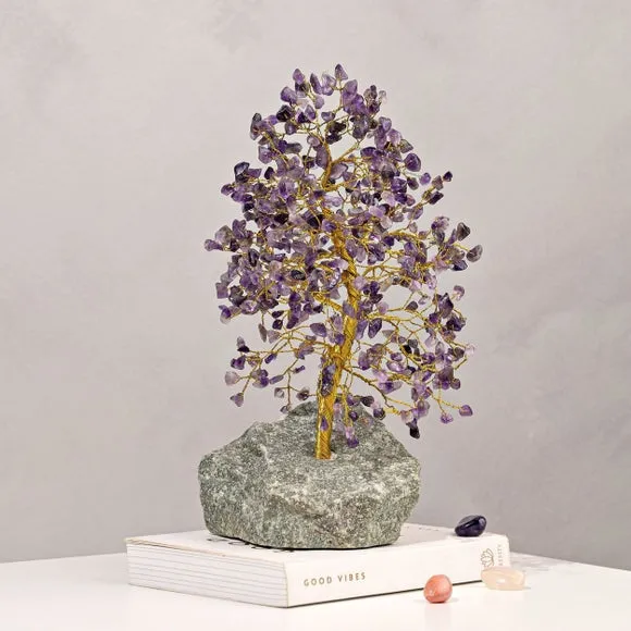 Amethyst Gemstone Tree - Purple, Metal