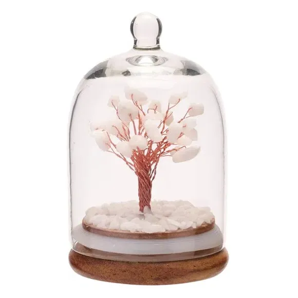 Gemstone Tree Glass Dome Display - White Jade image