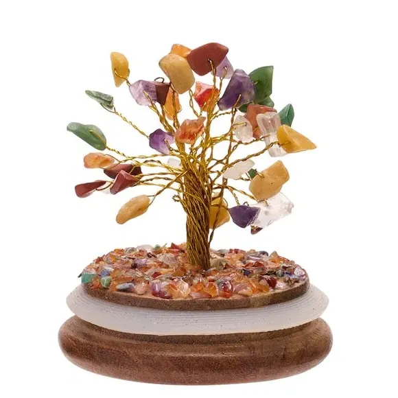 Gemstone Tree Glass Dome - Multicolor, Metal