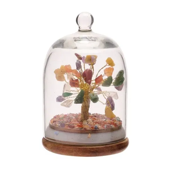 Gemstone Tree Glass Dome - Multicolor, Metal image