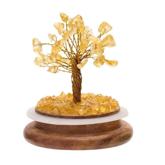 Gemstone Tree Glass Dome - Yellow, Citrine