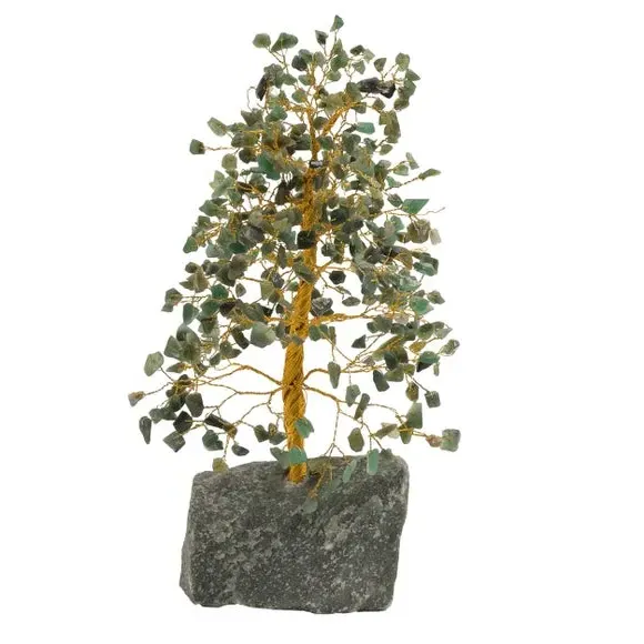 Gemstone Tree Ornament - Green, Metal