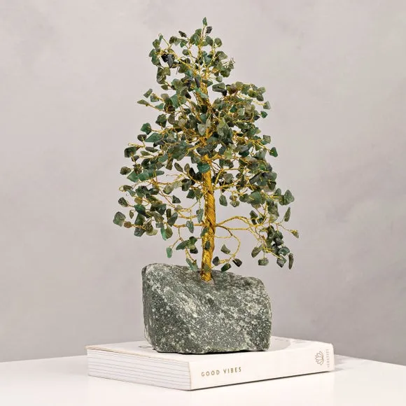 Gemstone Tree Ornament - Green, Metal