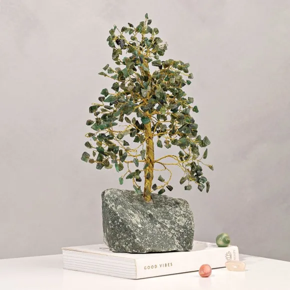 Gemstone Tree Ornament - Green, Metal