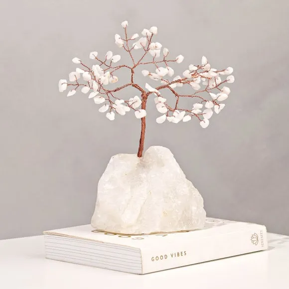 Gemstone Tree Ornament - White, Jade Crystal