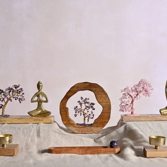Gemstone Tree Ornament with Yoga Figure - Purple