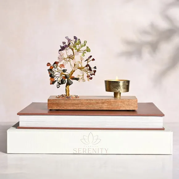 Gemstone Tree Tealight Holder - Multicolor, Metal image