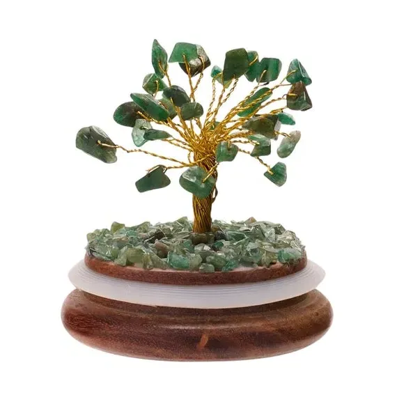 Gemstone Tree with Glass Dome - Green, Aventurine