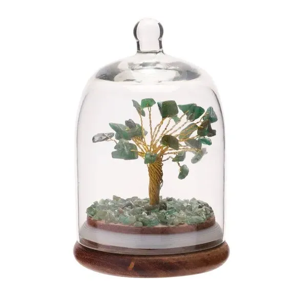 Gemstone Tree with Glass Dome - Green, Aventurine image