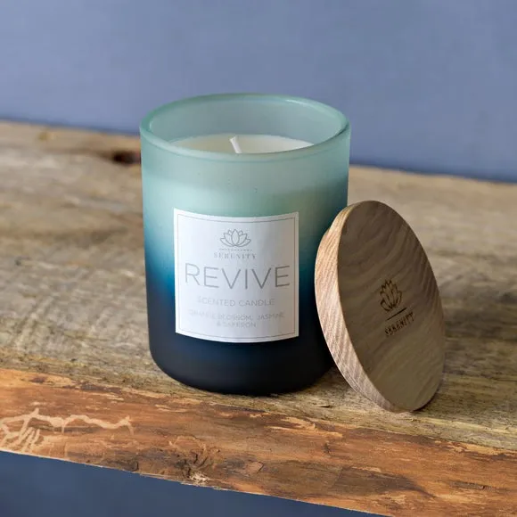 Scented Candle with Wooden Lid - Blue, Wax