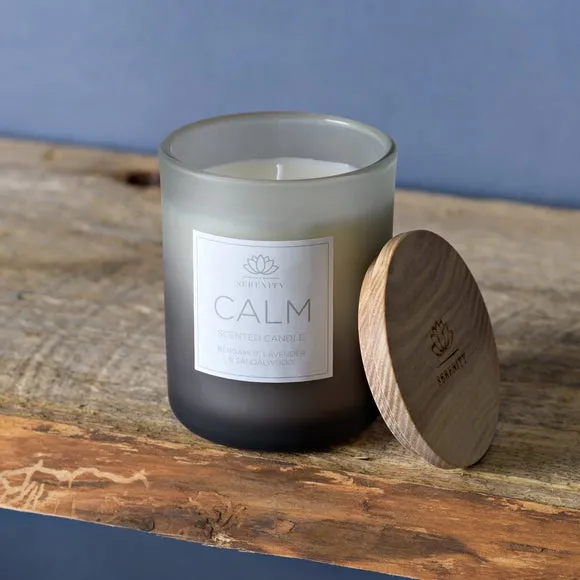 Scented Candle with Wooden Lid - Blue