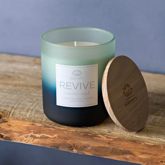 Scented Candle with Wooden Lid - Blue, Wax