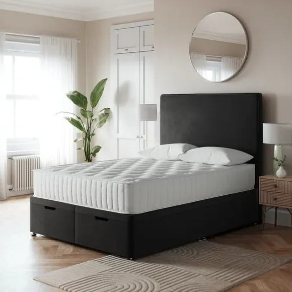 End Ottoman Bed Frame with Storage - Black, Velvet image