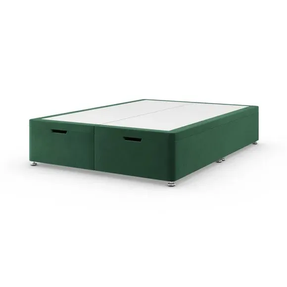 End Ottoman Bed Frame with Storage - Emerald, Velvet