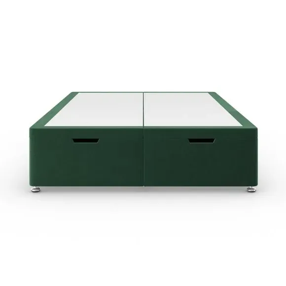 End Ottoman Bed Frame with Storage - Emerald, Velvet