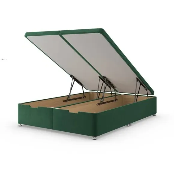 End Ottoman Bed Frame with Storage - Emerald, Velvet