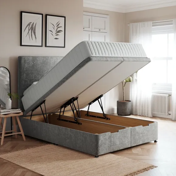 End Ottoman Bed Frame with Storage - Grey, Chenille