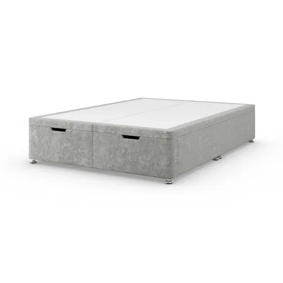 End Ottoman Bed Frame with Storage - Grey, Chenille